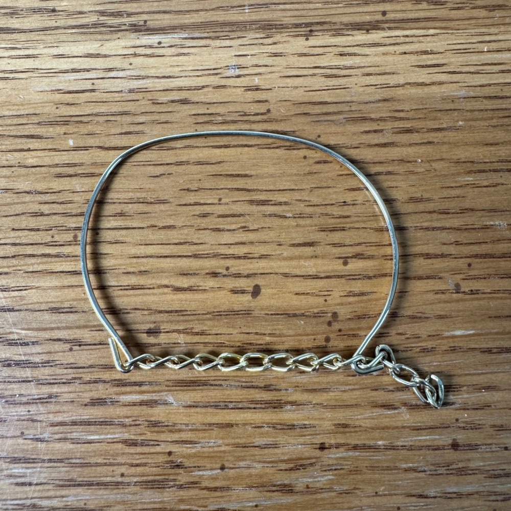 Gold Tone Thin Metal Bangle Charm Bracelet‎ with Adjustable Chain Closure